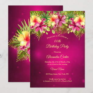 Invitation Hibiscus jaune Bourgogne Fête Florale d'été