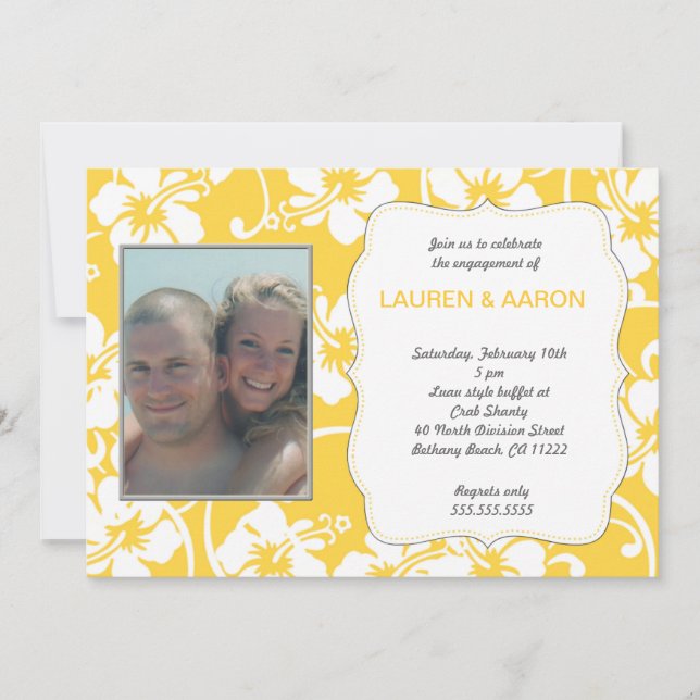 Invitation Hibiscus Jaune Luau Photo à toutes les occasions I (Devant)