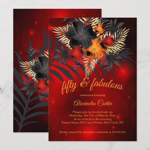 Invitation Hibiscus Noir Orange lumineux 50 Fabuleux