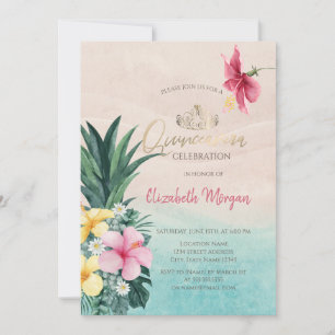 Invitation Hibiscus Pineapple Eté Quinceañera