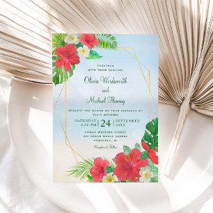 Invitation Hibiscus Plage florale tropicale Mariage