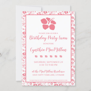 Invitation Hibiscus rose Fleurs tropicales Anniversaire