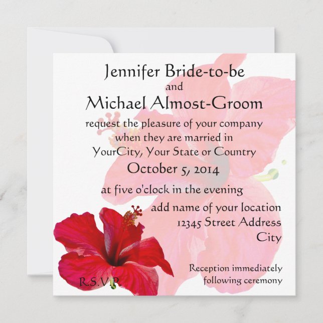 Invitation Hibiscus roux romantique (Devant)
