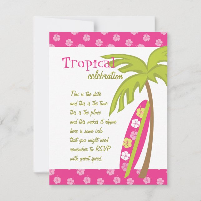 Invitation Hibiscus Surboard (Devant)