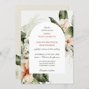 Invitation Hibiscus tropical boho pastel Mariage floral