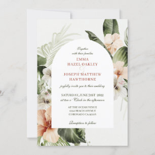 Invitation Hibiscus tropical boho pastel Mariage floral