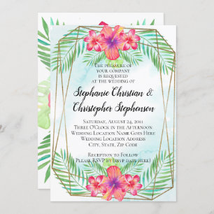 Invitation Hibiscus tropical Fleur d'aquarelle de plage Maria