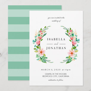 Invitation Hibiscus tropical   mariage de couronne d'aquarell