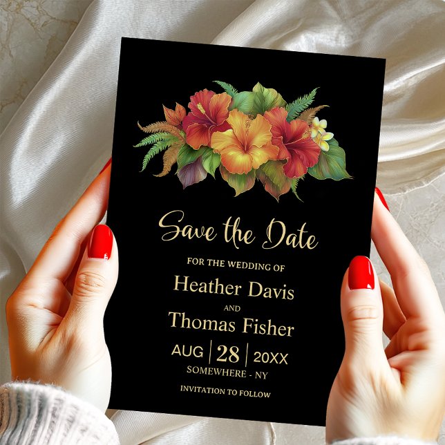 Invitation Hibiscus tropical Mariage floral Enregistrer la da (Créateur téléchargé)