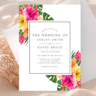 Invitation Hibiscus tropical Palm Feuille Mariage