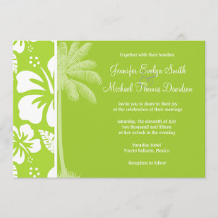 Invitation Hibiscus tropicaux vert Citron; Palme d'été