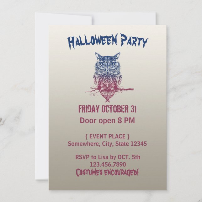 Invitation hibou celtique magique (Devant)