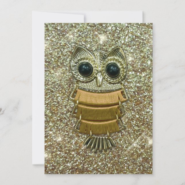 Invitation Hibou des bijoux d'or (Devant)