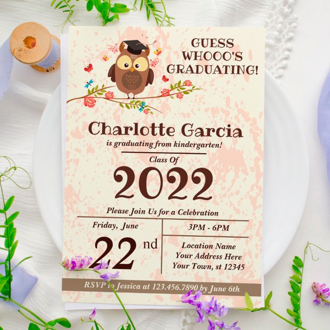 Invitation Hibou Funny maternelle Graduation (Créateur téléchargé)