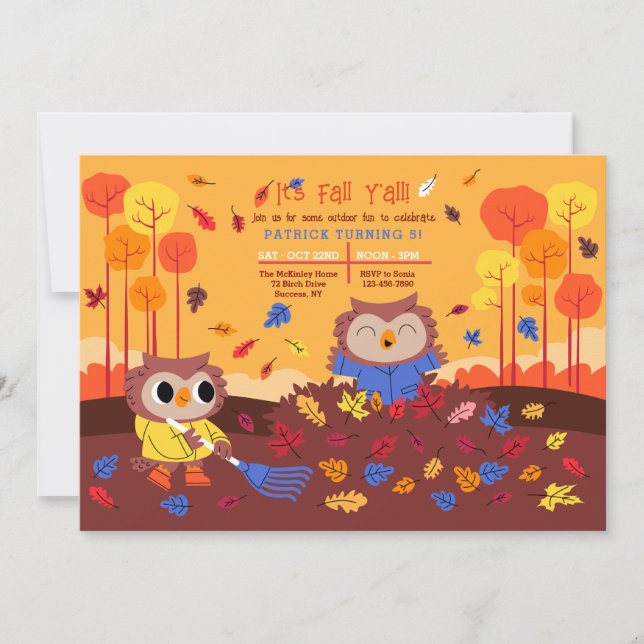Invitation Hiboux d'automne (Devant)