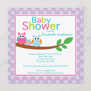 Invitation Hiboux de maman et de papa avec le baby shower de