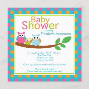 Invitation Hiboux de maman et de papa avec le baby shower de