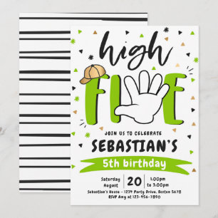 Invitation High Five Birday Hi Five 5th Birthday Party