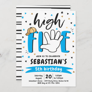 Invitation High Five Birday Hi Five 5th Birthday Party