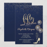 High Heels Confetti, Navy Blue 50th Birthday Party