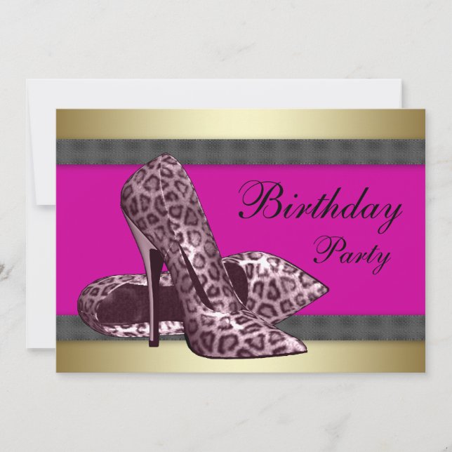 Invitation High Heures & Fuchsia Hot Pink Leopard Anniversair (Devant)