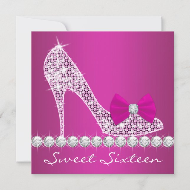 Invitation High Heures Hot rose Sweet sixteen fête d'annivers (Devant)