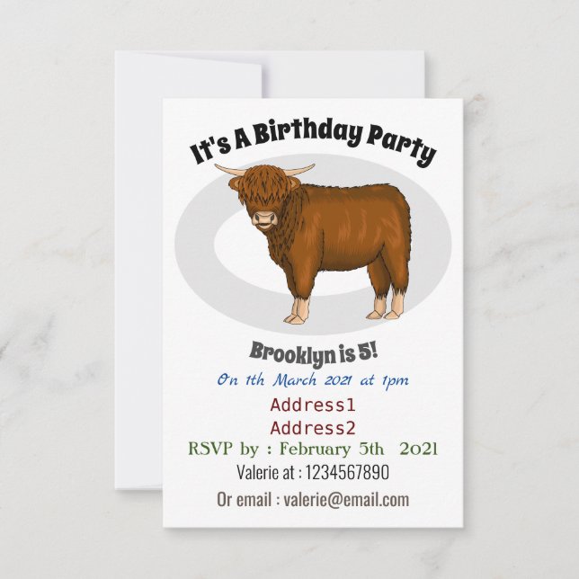 Invitation Highland cow (Devant)