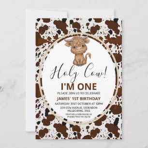Invitation Highland Cow Cow Imprimer 1er anniversaire