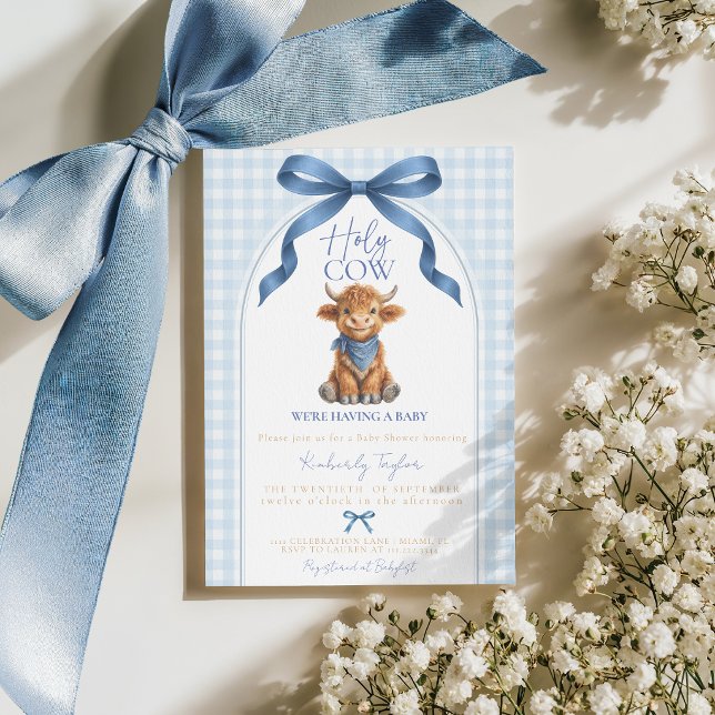 Invitation Highland Cow Holy Cow Baby Shower Boy (Créateur téléchargé)
