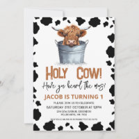 Highland Cow In Bucket Cow Imprimer 1er anniversai