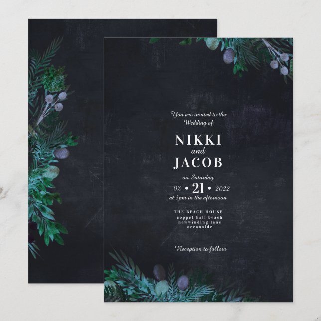 Invitation Highland Dark invite mariage simple (Devant / Derrière)