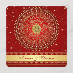 Invitation Hindu Ganesh Rouge, Fiançailles des manuscrits or
