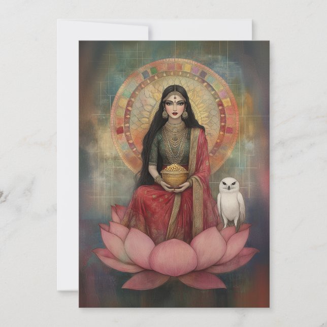 Invitation Hindu Goddess Lakshmi Art Nouveau Mosaic Portrait (Devant)