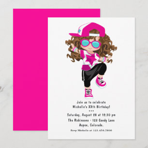Invitation Hip hop cool Rap Fille fête d'anniversaire