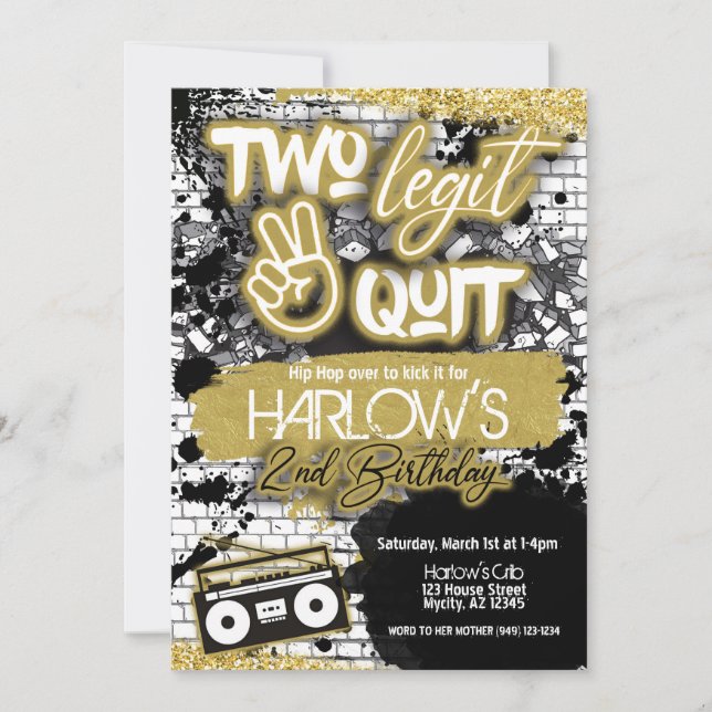 Invitation Hip hop Gold Two Legit Two Quit (Devant)