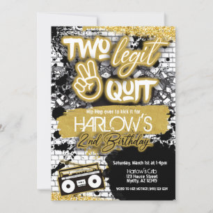 Invitation Hip hop Gold Two Legit Two Quit