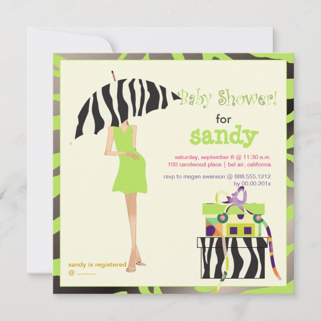 Invitation Hip mama, citron vert baby shower (Devant)