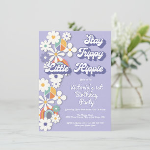 Invitation Hippie 1960's Peace Love & Party Anniversaire I