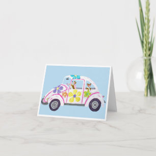 Invitation Hippie Welsh Corgis dans leur voiture d'amour Flow