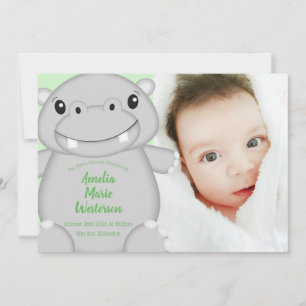 Invitation Hippo Baby shower vert