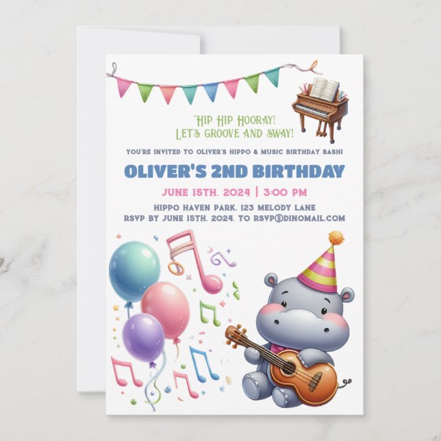 Invitation "Hippo Super anniversaire Bash Bonanza !" Invitati (Devant)