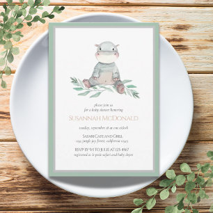 Invitation Hippopo   Baby shower Jungle Safari