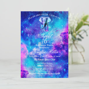 Invitation Hipster Elephant Nebula Space.