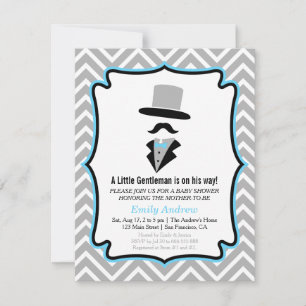 Invitation Hipster Mustache Gentleman Baby Boy Shoy