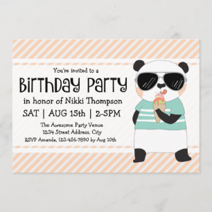 Invitation Hipster Panda Fête d'anniversaire