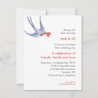 Invitation Hirondelles 4,25x5,25