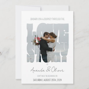 Invitation Histoire d'amour en lettrage Photo Mariage