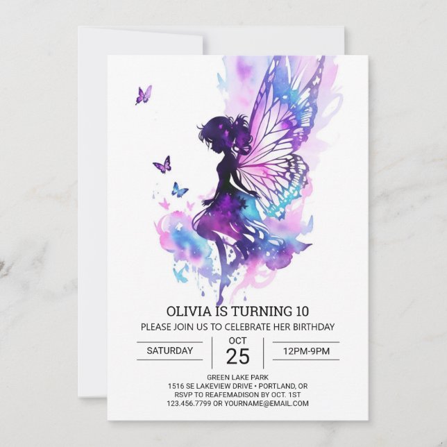 Invitation Histoire de fée magique Anniversaire Magie (Devant)