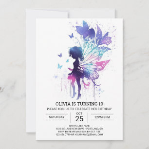 Invitation Histoire de fée papillon numérique Charme d'annive