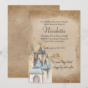 Invitation Histoire de fée vintage aquarelle sur parchemin dé